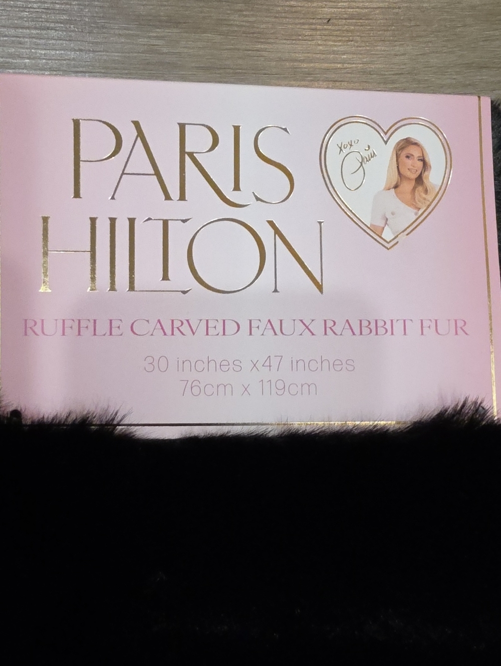 Paris Hilton Ruffle Carved Faux Rabbit Fur Accent Rug- Black - Picture 6 of 7